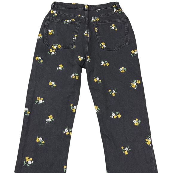 REFORMATION Stevie Ultra High Rise Sz 24 Floral Monterey Embroidery Washed Black - Picture 7 of 7